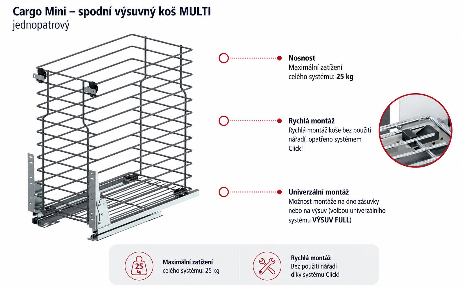 Výsuvný cargo koš LINIA VARIANT MULTI 300-600 mm