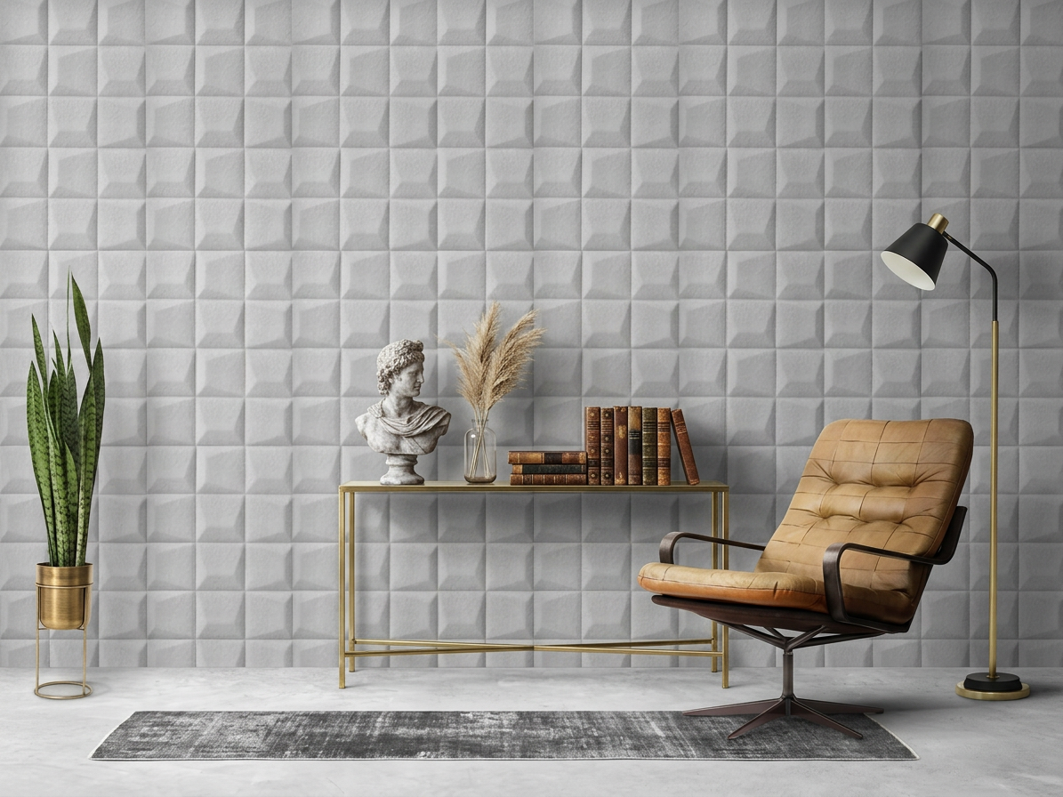 Samolepiaci koženkový 3D panel 69 x 140 cm LEA007 šedý