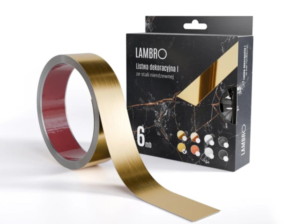 Samolepiaci kovový dekoračný pás plochý - zlatá matná 600 x 3,8 cm