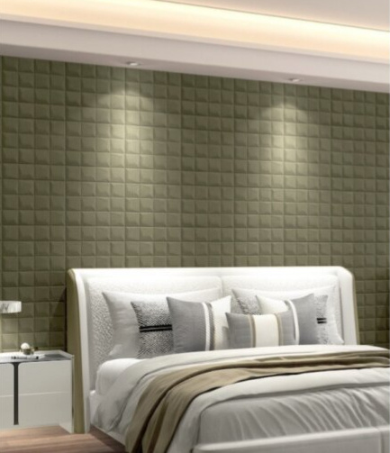 Samolepiaci zamatový 3D panel 69 x 140 cm VEL006 olivový