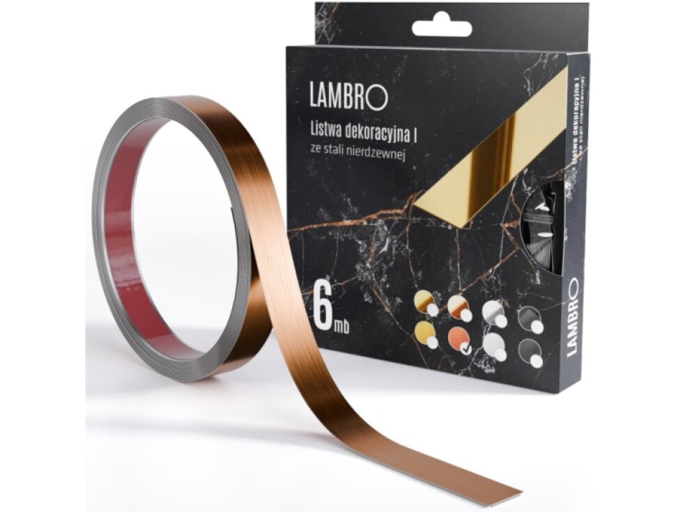 Samolepiaci kovový dekoračný pás plochý - medená matná 600 x 2 cm