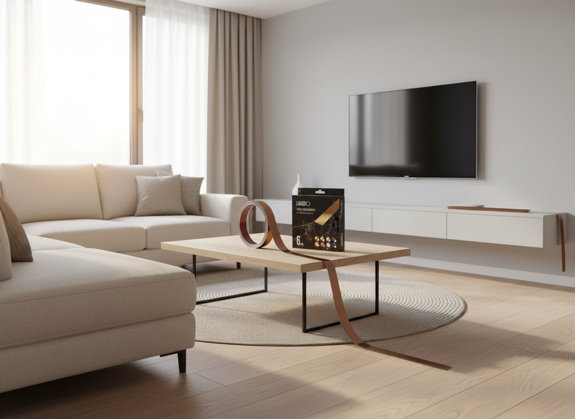 Samolepiaci kovový dekoračný pás plochý - medená matná 600 x 2,8 cm