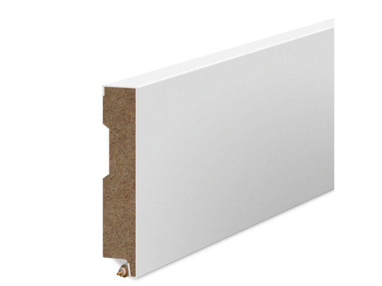 Podlahová lišta MDF hladká - biela, hrúbka 12mm