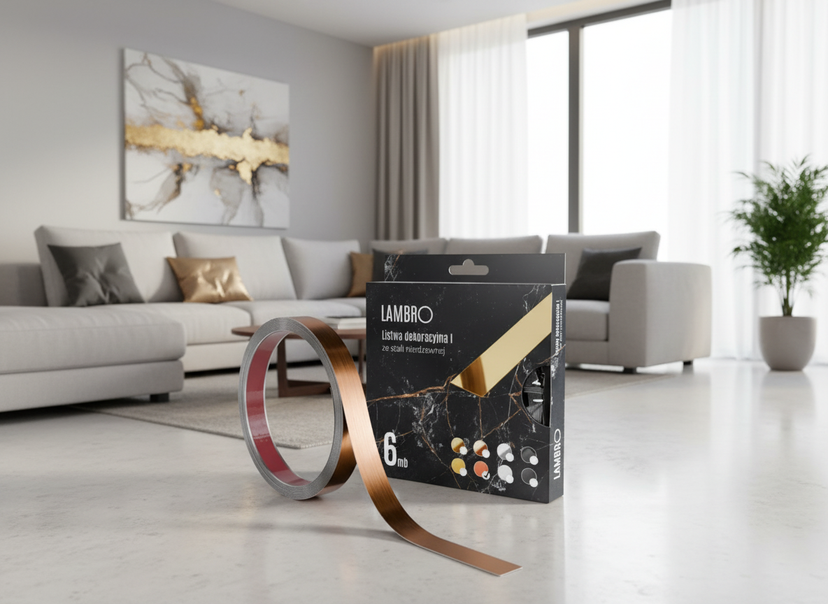 Samolepiaci kovový dekoračný pás plochý - medená matná 600 x 2 cm