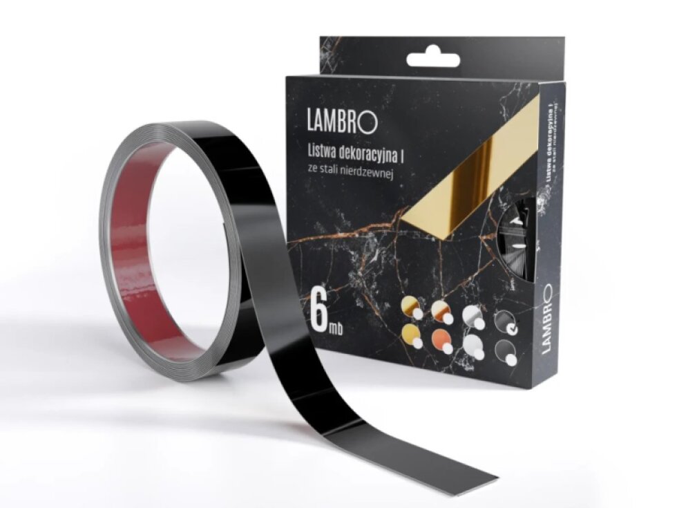 Samolepiaci kovový dekoračný pás plochý - čierna lesklá 600 x 2,8 cm