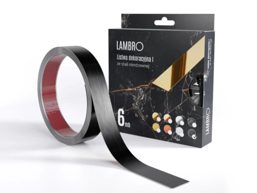 Samolepiaci kovový dekoračný pás plochý - čierna matná 600 x 2,8 cm