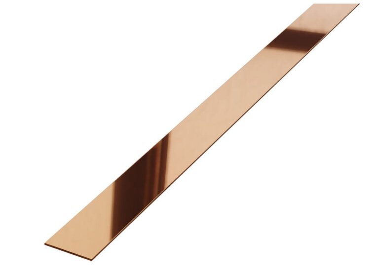 Kovová dekoračná lišta plochá medená lesklá 270cm