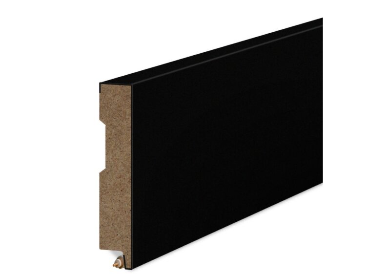 Podlahová lišta MDF hladká - čierna, hrúbka 12mm