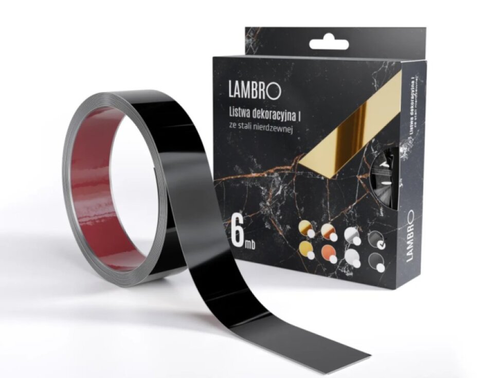 Samolepiaci kovový dekoračný pás plochý - čierna lesklá 600 x 3,8 cm