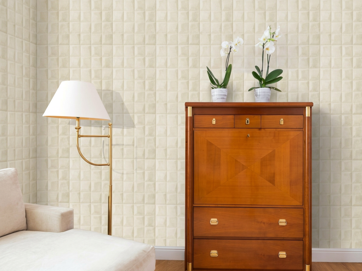 Samolepiaci zamatový 3D panel 69 x 140 cm VEL008 béžový