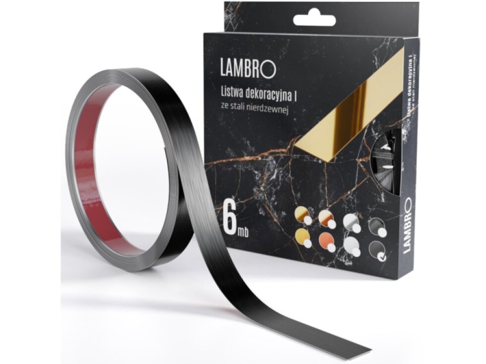 Samolepiaci kovový dekoračný pás plochý - čierna matná 600 x 2 cm