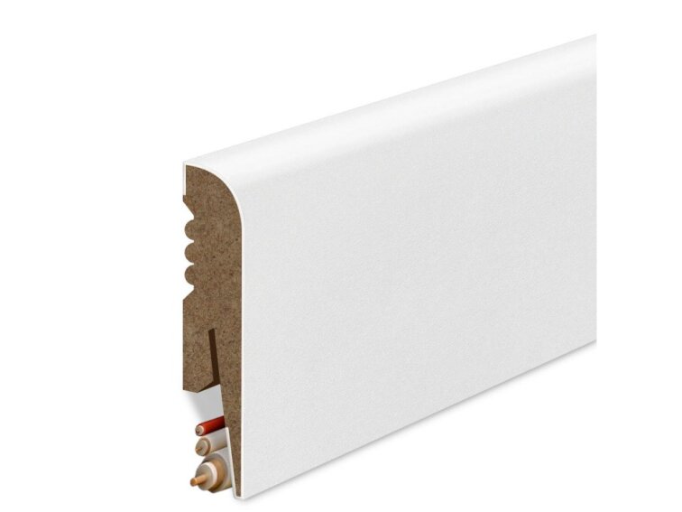 Podlahová lišta MDF hladká - biela 8x1,6cm profil R8