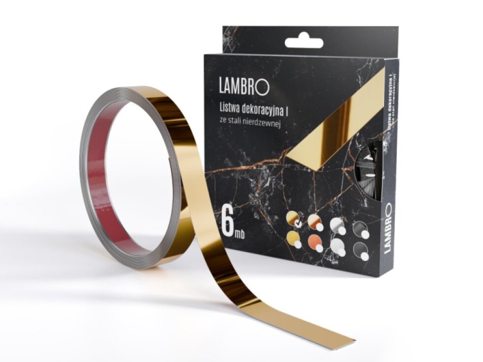 Samolepiaci kovový dekoračný pás plochý - zlatá lesklá 600 x 1 cm