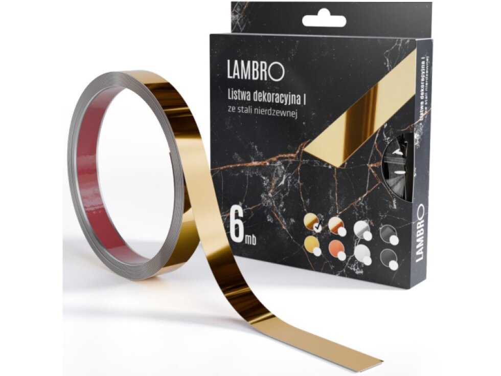 Samolepiaci kovový dekoračný pás plochý - zlatá lesklá 600 x 2,8 cm