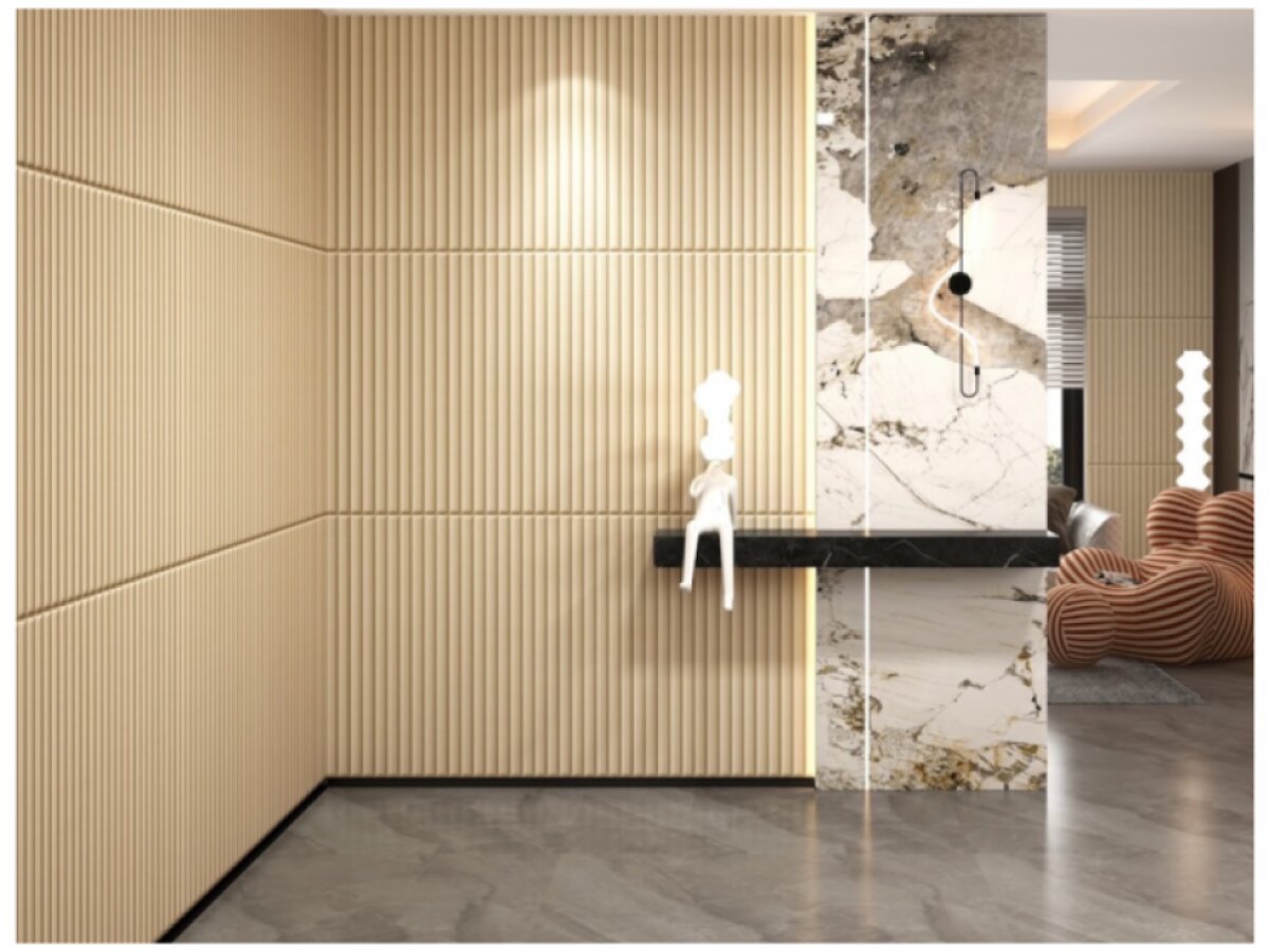 Samolepiaci koženkový 3D panel 69 x 150 cm LEA003 béžový