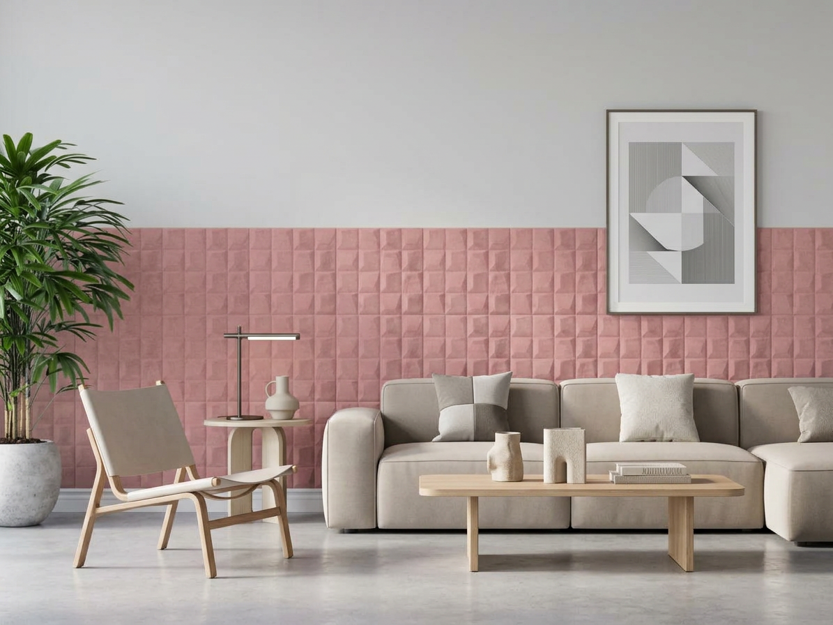 Samolepiaci zamatový 3D panel 69 x 140 cm VEL014 ružový