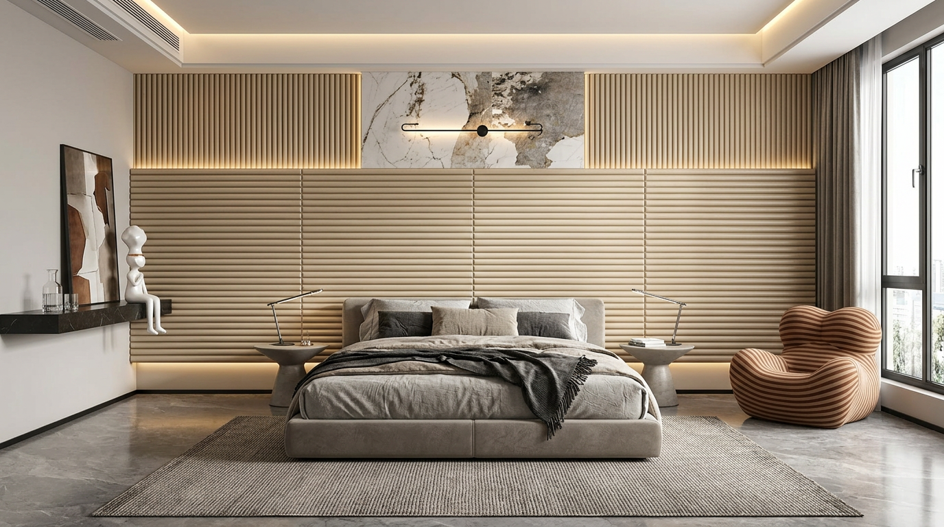 Samolepiaci koženkový 3D panel 69 x 150 cm LEA003 béžový