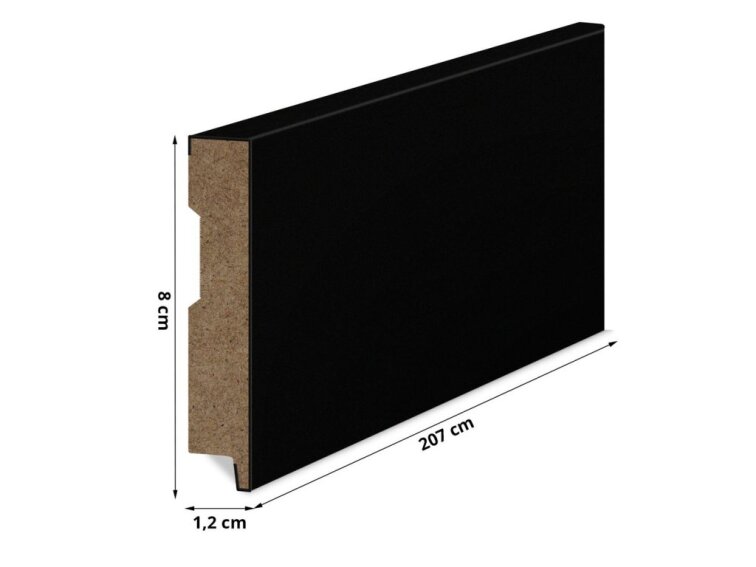 Podlahová lišta MDF hladká - čierna, hrúbka 12mm