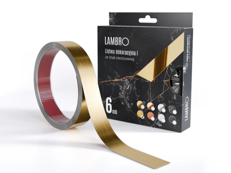 Samolepiaci kovový dekoračný pás plochý - zlatá matná 600 x 2,8 cm