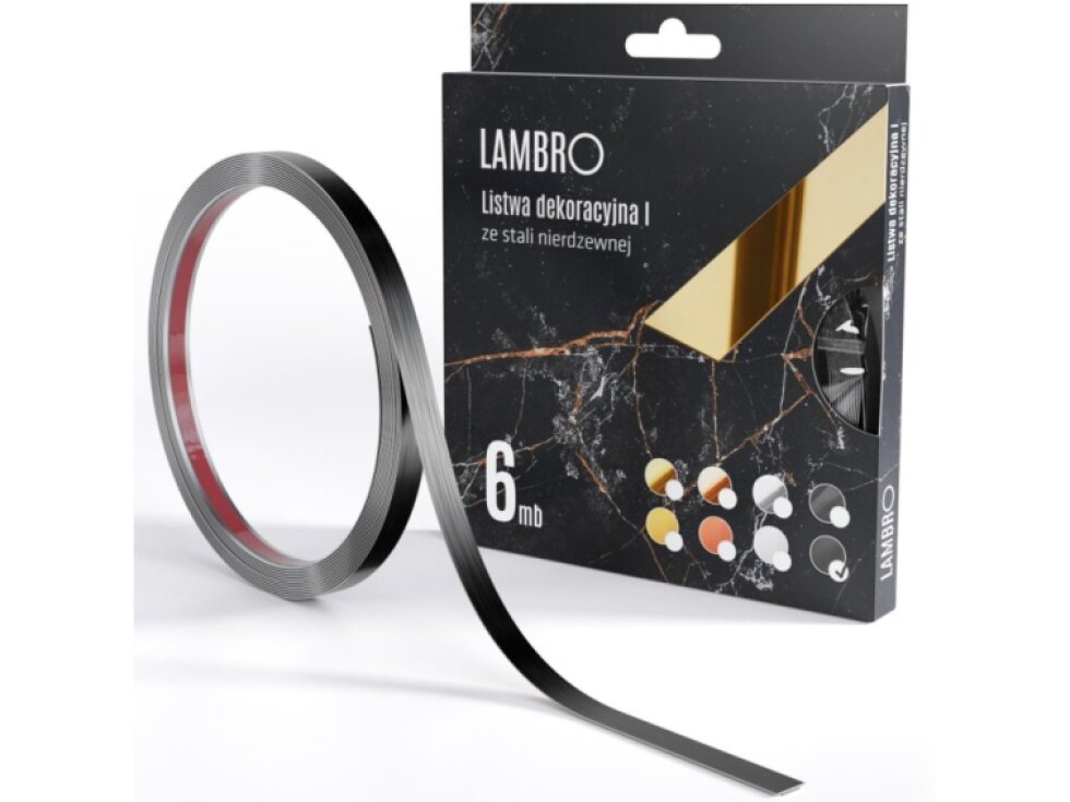 Samolepiaci kovový dekoračný pás plochý - čierna matná 600 x 1 cm