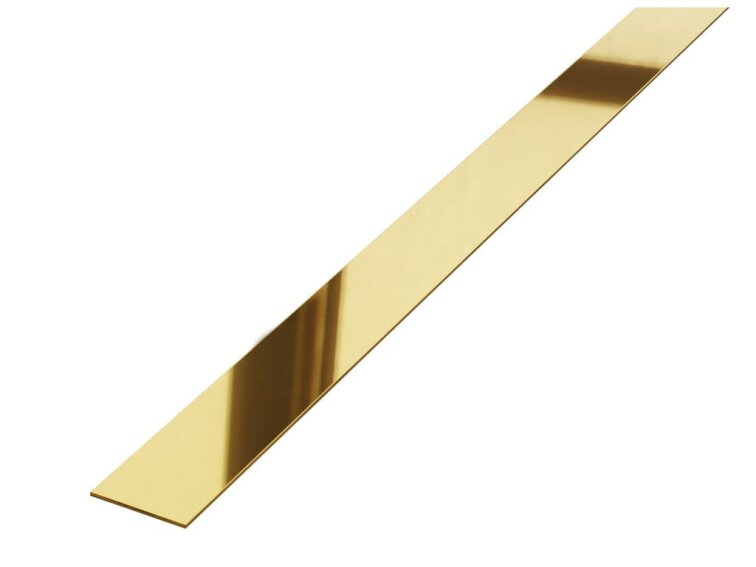Kovová dekoračná lišta plochá zlatá lesklá 270cm