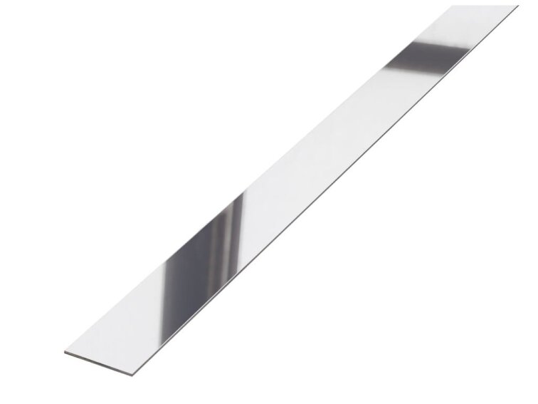 Kovová dekoračná lišta plochá strieborná lesklá 270cm