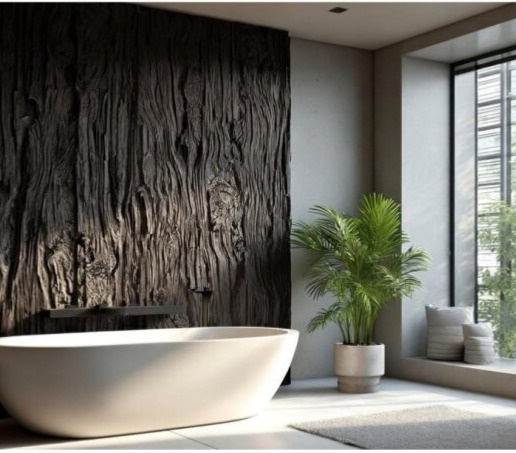 PU 3D panel Charred Timber – dekoratívny obklad s efektom dreva (300x75cm)