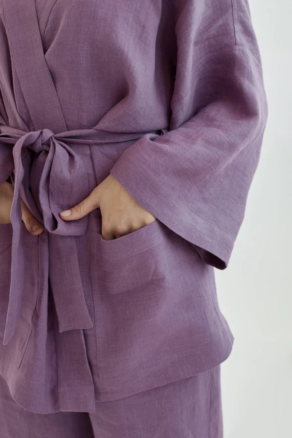 Ľanové kimono Monks Purple