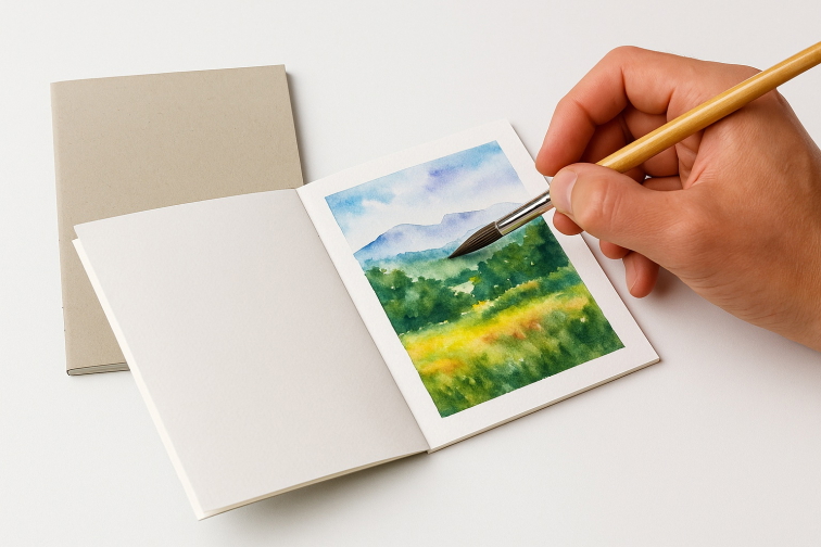 Kapesní skicák, ruční papír 10,5x15 cm, 32 stran, papír gramáž 120 g