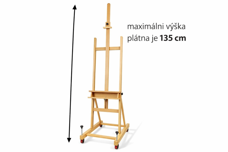 Ateliérový malířský stojan, pojízdný