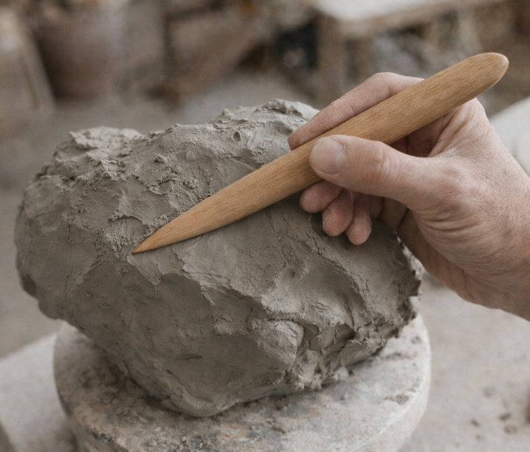 Ručně vyráběná plochá modelovací špachtle z bukového dřeva