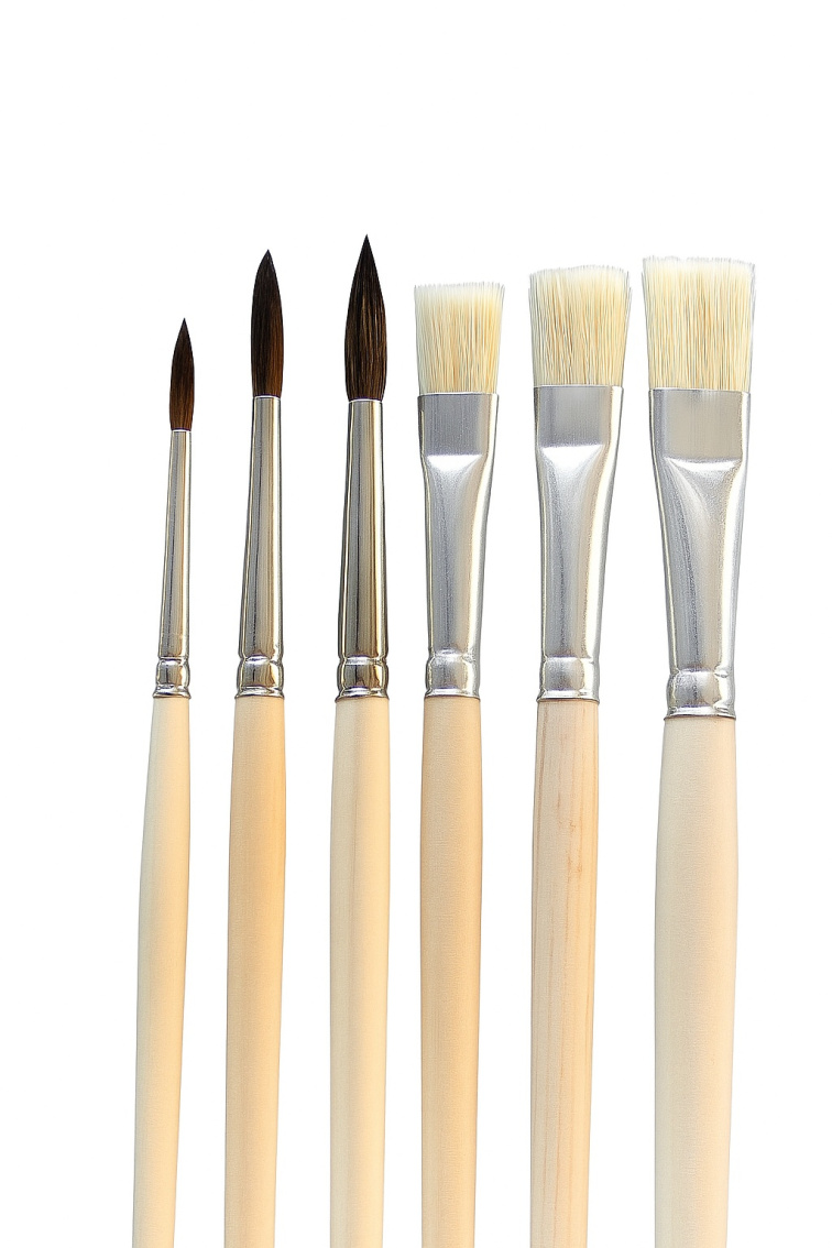 Školní sada kulatých a plochých štětců