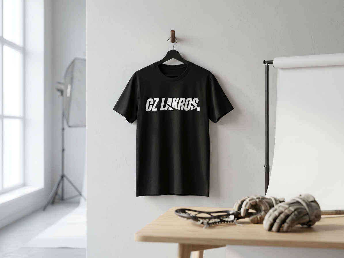 Basic unisex tričko CZ Lakros černé s velkým logem