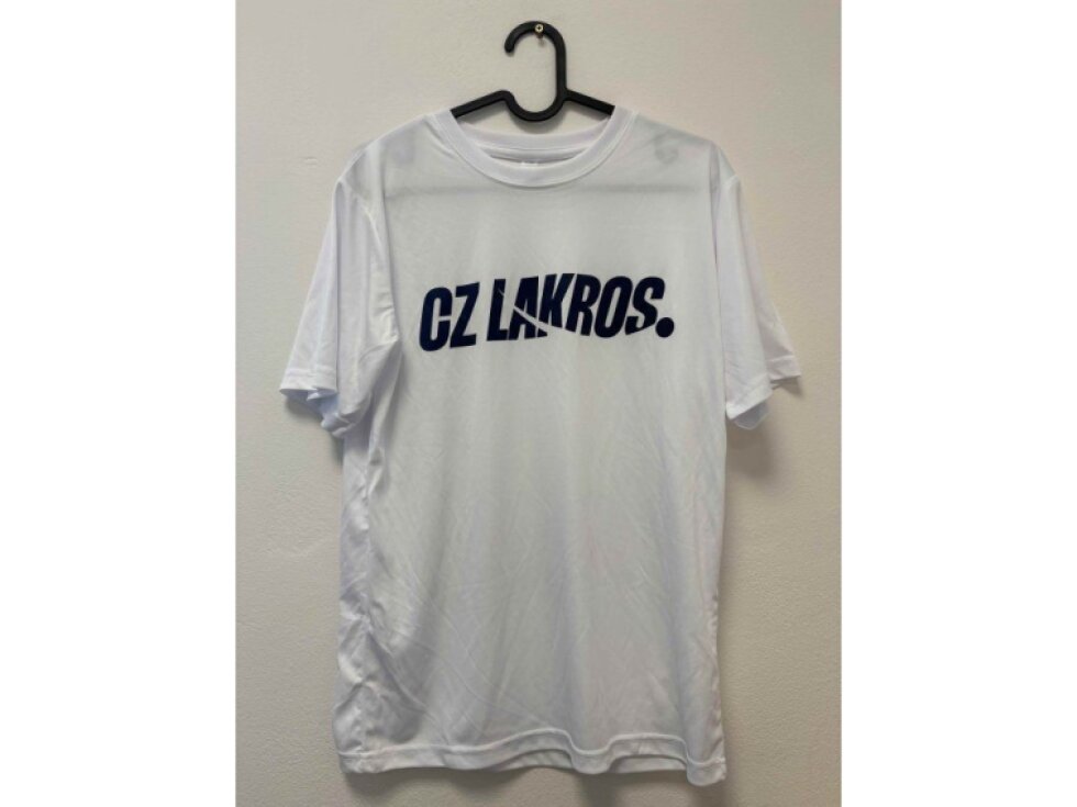 Unisex sportovní tričko CZ Lakros bílé – 100% polyester