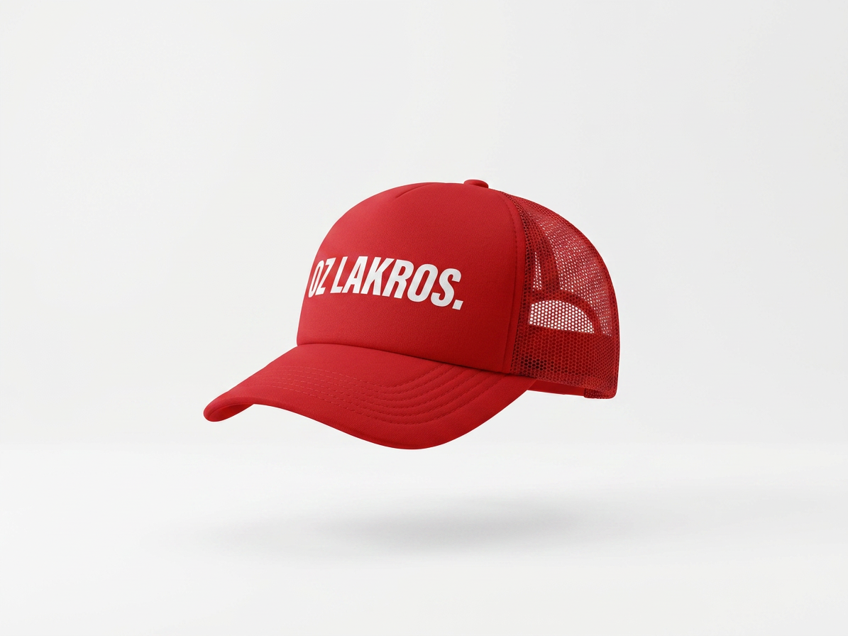 Červená trucker kšiltovka CZ Lakros s nastavitelným páskem