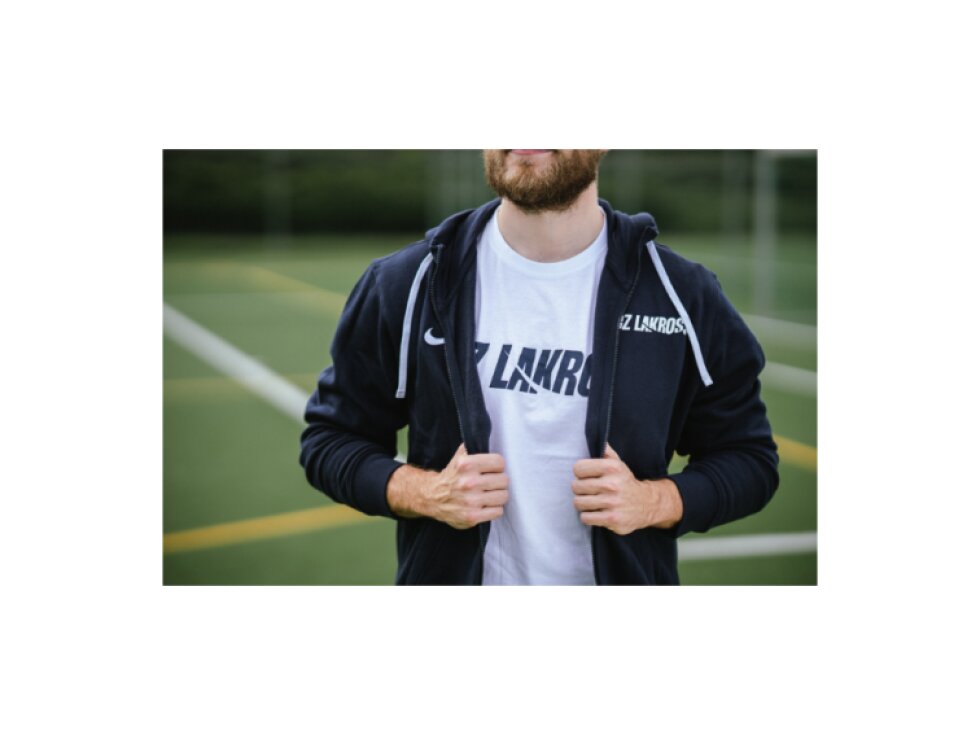 Basic tričko Unisex CZ Lakros bílé s modrým logem