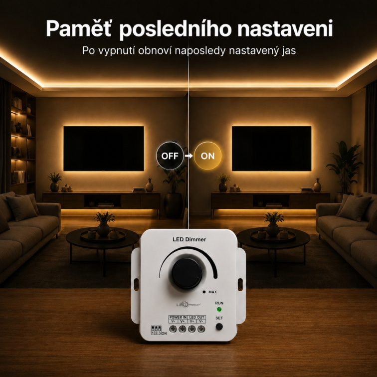 LED otočný stmívač 12-48V 8A