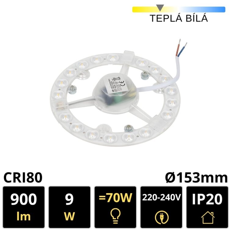 9W LED modul do stropního svítidla 230V - teplá bílá