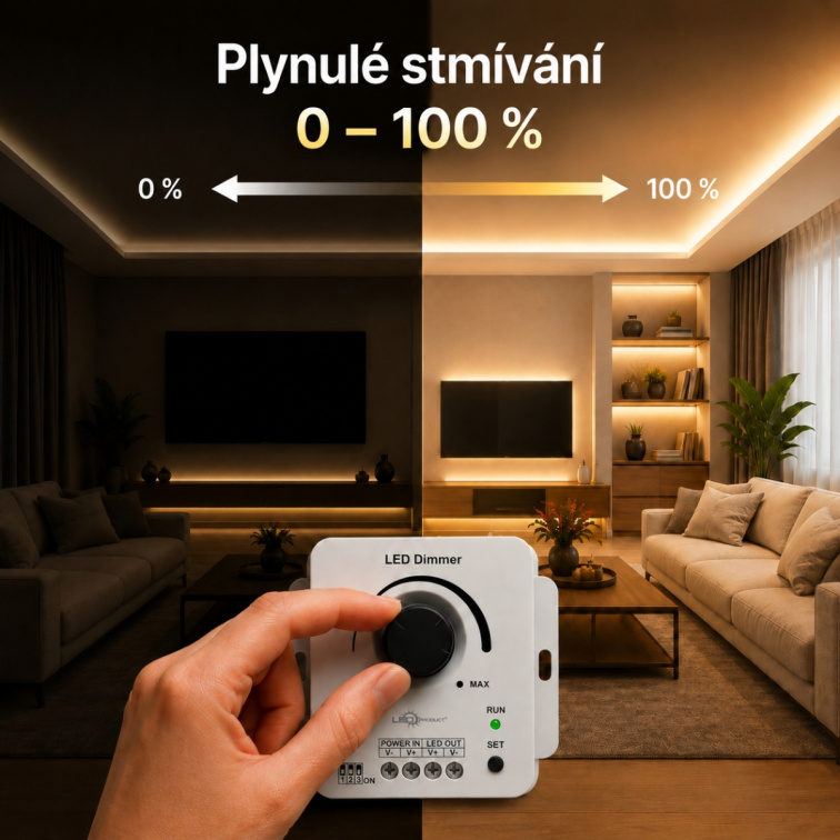 LED otočný stmívač 12-48V 8A