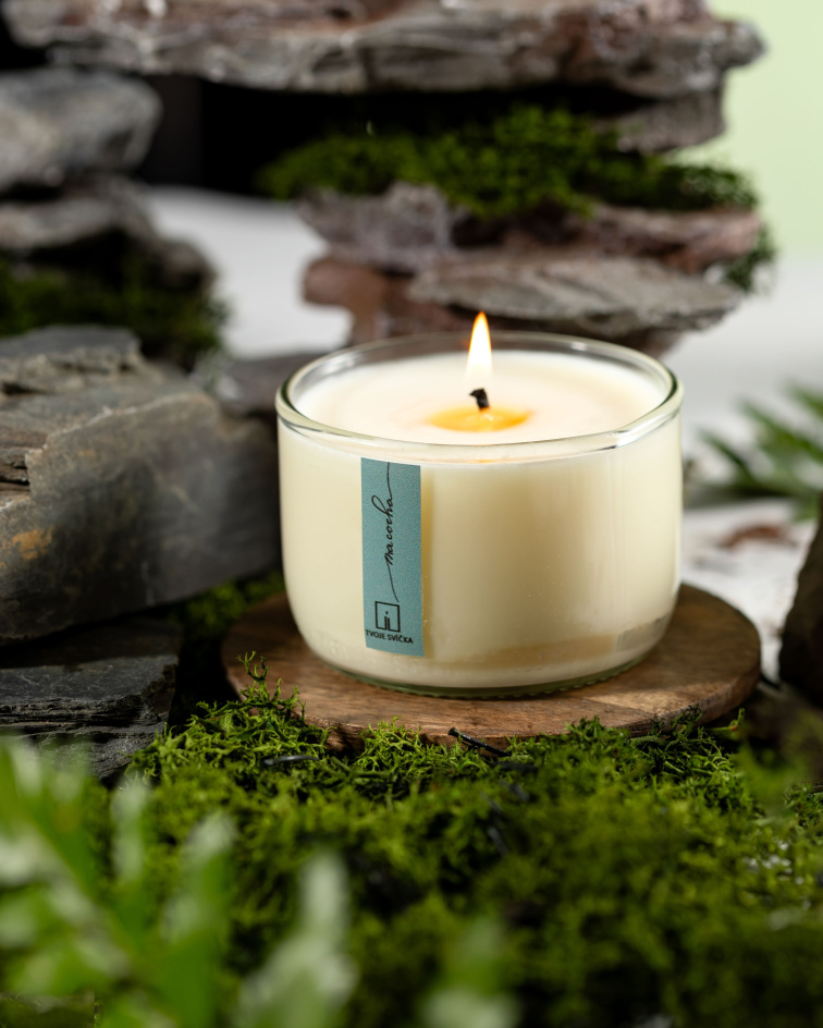Vonná svíčka MACOCHA - pomeranč a zázvor - recyklované sklo malá