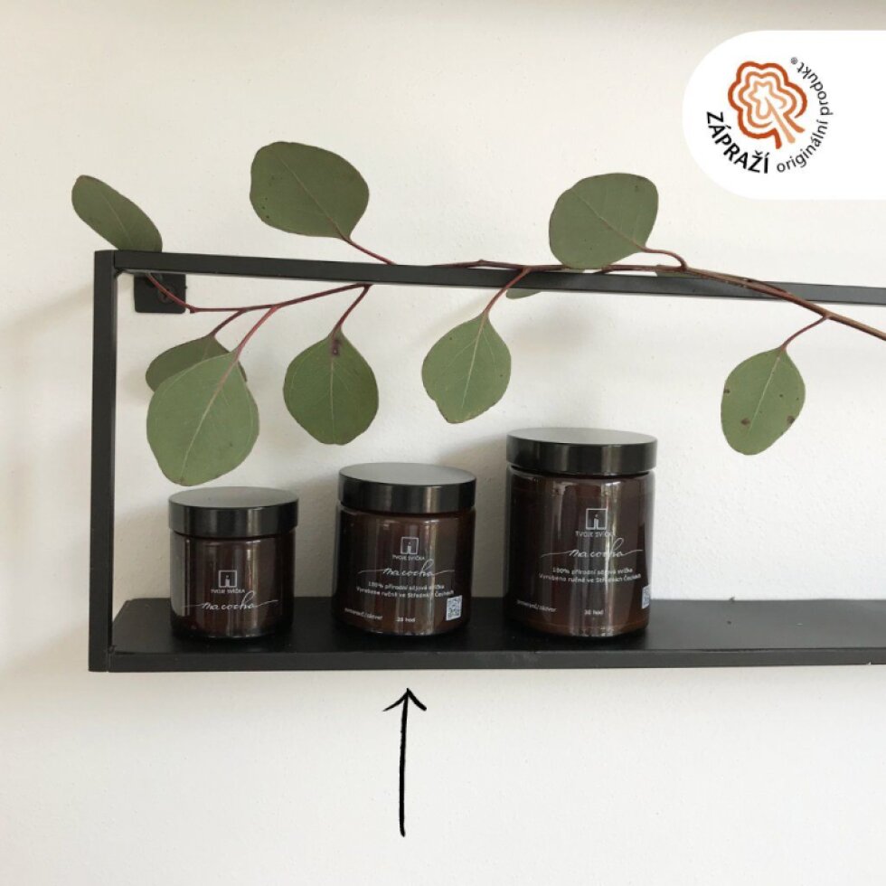 Vonná svíčka MORAVSKÁ AMAZONIE - citronela, eukalyptus, lemongras, geranium - černá s víčkem malá
