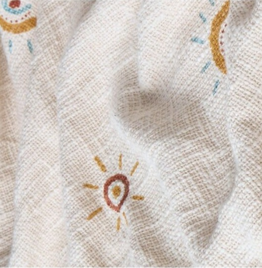 Bavlněný přehoz do postýlky Arco, béžový, 100x150 cm