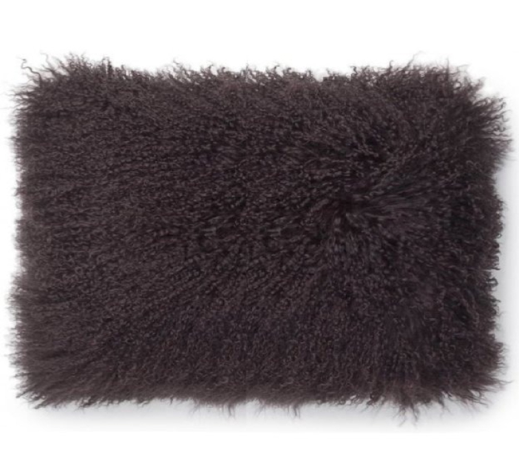 Polštář tibetská kožešina, hnědý, 60x40 cm