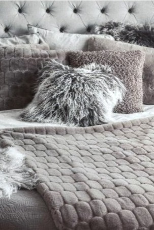 Pléd Bubble Grey, umělá kožešina, šedý, 120x180 cm