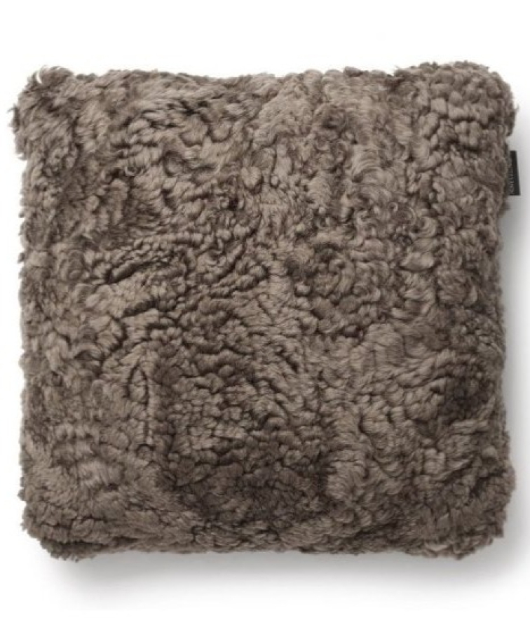 Polštář australská kožešina Curly, šedo-hnědá, 45x45 cm