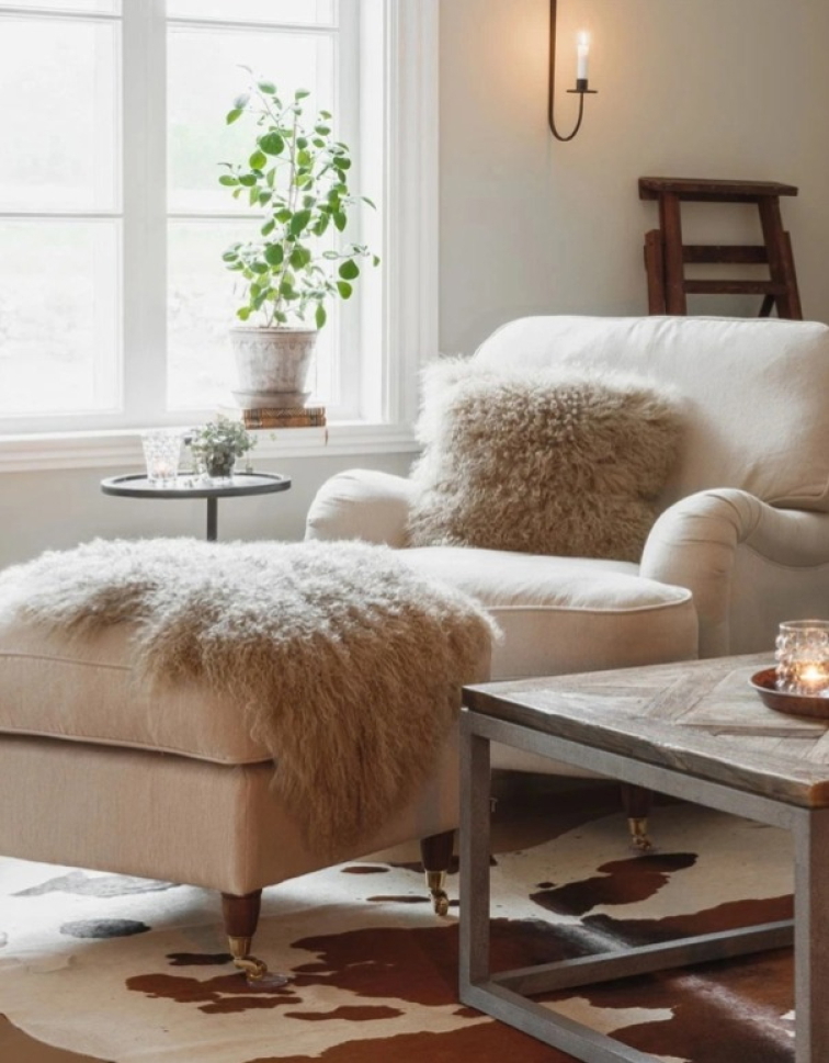 Polštář Burgundy, tibetská kožešina, burgundská červená, 50x25 cm