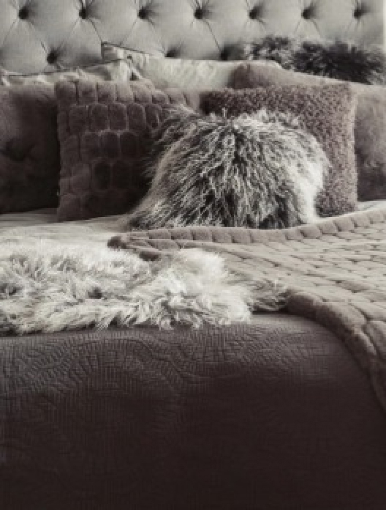 Polštář Silvertop, tibetská kožešina, šedá, 40x40 cm