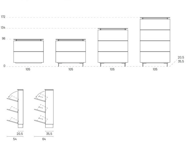 Závěsný botník Hosoi pro 6/12 párů bot, výška 84 cm