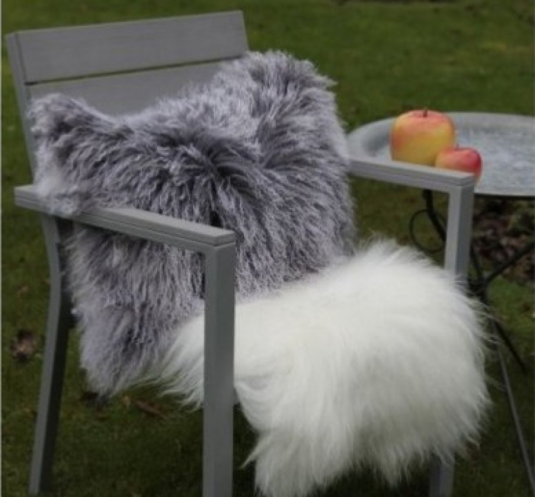 Polštář tibetská kožešina Shansi, béžová Degradé, 40x40 cm