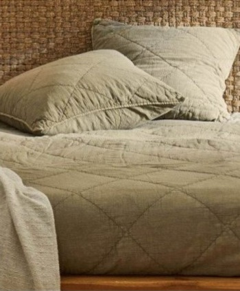 Prošívaný přehoz Nantes Olive, bavlna, olivový, 240x260 cm